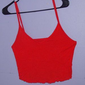 red lettuce trim cropped tank top